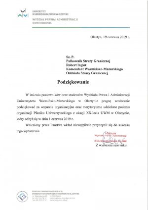 Podziękowania za wsparcie 