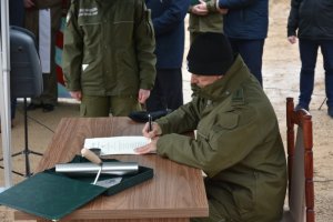uroczystość wmurowania aktu erekcyjnego pod budowę Placówki Straży Granicznej w Barcianach 