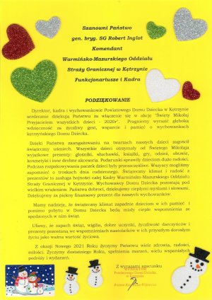Podziękowania od Powiatowego Domu Dziecka w Kętrzynie 
