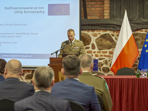 wystąpienie Komendatnta Warmińsko-Mazurskiego Oddziału Straży Granicznej ppłk. SG Daniela Wojtaszkiewicza 