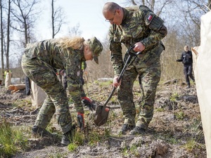 Zastępca Komendanta Warmińsko-Mazurskiego Oddziału Straży Granicznej płk SG Rafał Grzejszczak wraz z funkcjonariuszką podczas sadzenia lasu Zastępca Komendanta Warmińsko-Mazurskiego Oddziału Straży Granicznej płk SG Rafał Grzejszczak wraz z funkcjonariuszką podczas sadzenia lasu